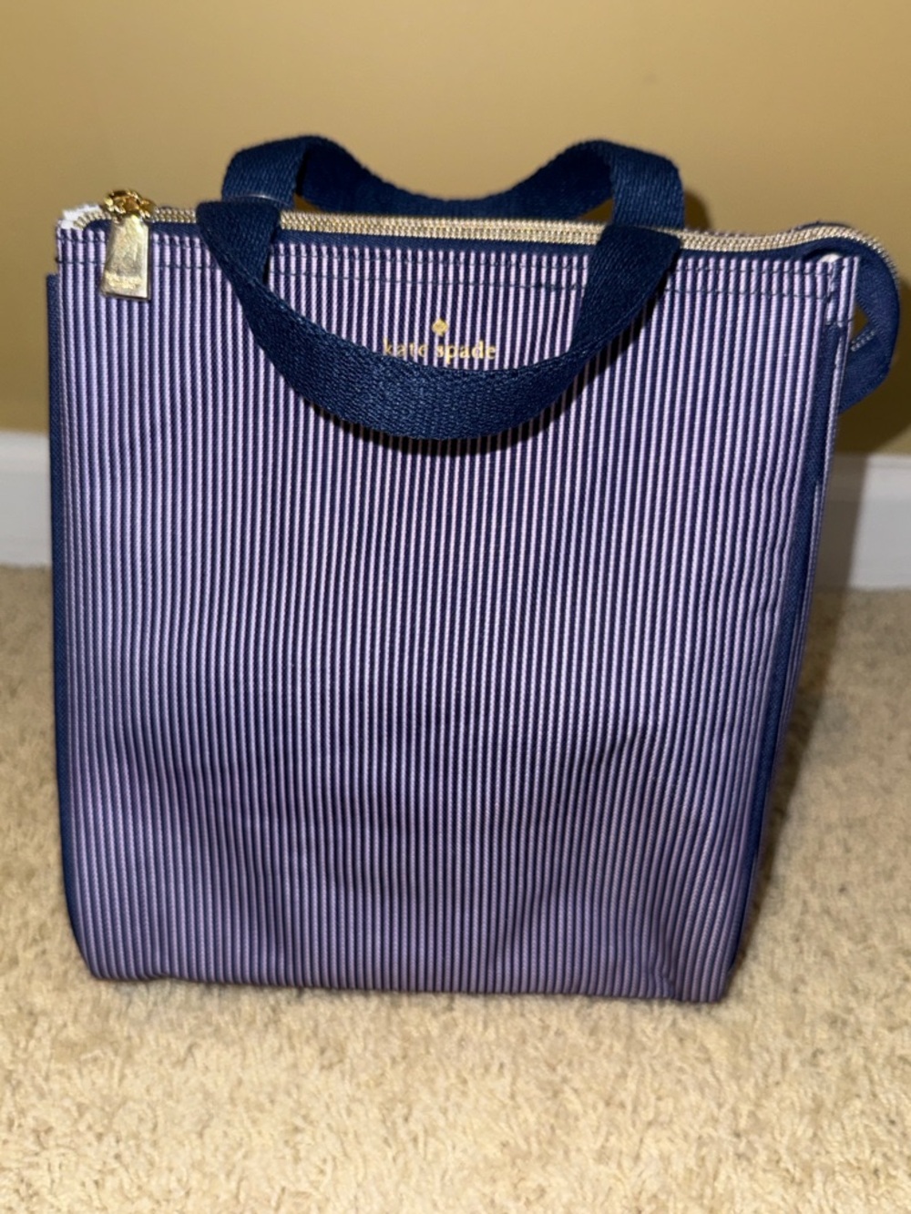 kate spade Navy and White Pinstripe Lunch Bag - Picture 13 of 13